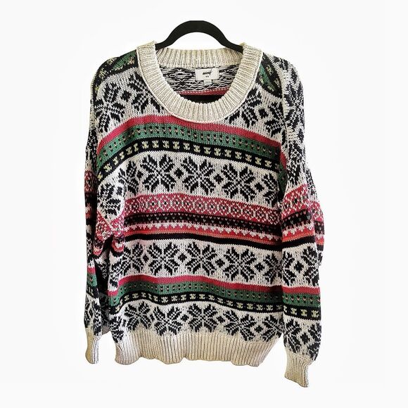 Aerie Nordic Snowflakes Christmas Pullover Sweater Size Medium - Picture 1 of 6